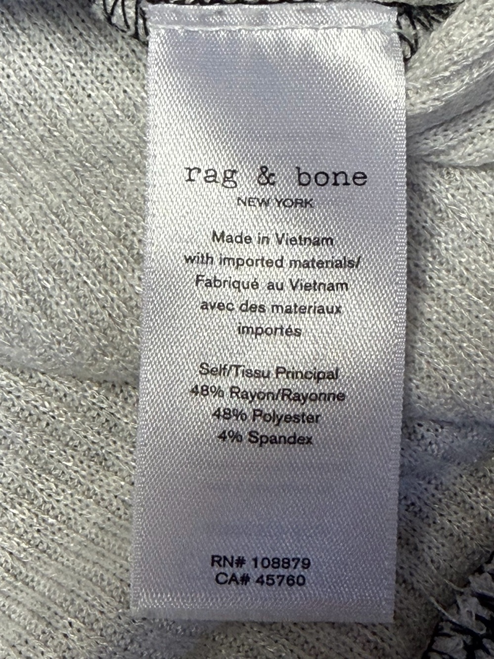 Rag & Bone The Knit Rib Long Sleeve Top Shirt Womens Small Black Stitch Detail - Picture 8 of 9